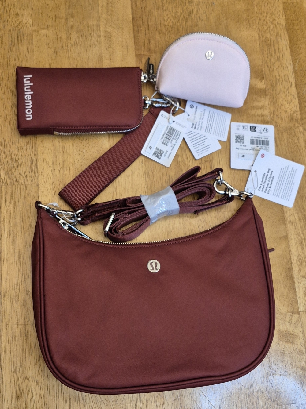 Lululemon City Essentials Cranberry Charm shoulder bag And Wallet Wristlet Set - Picture 2 of 11